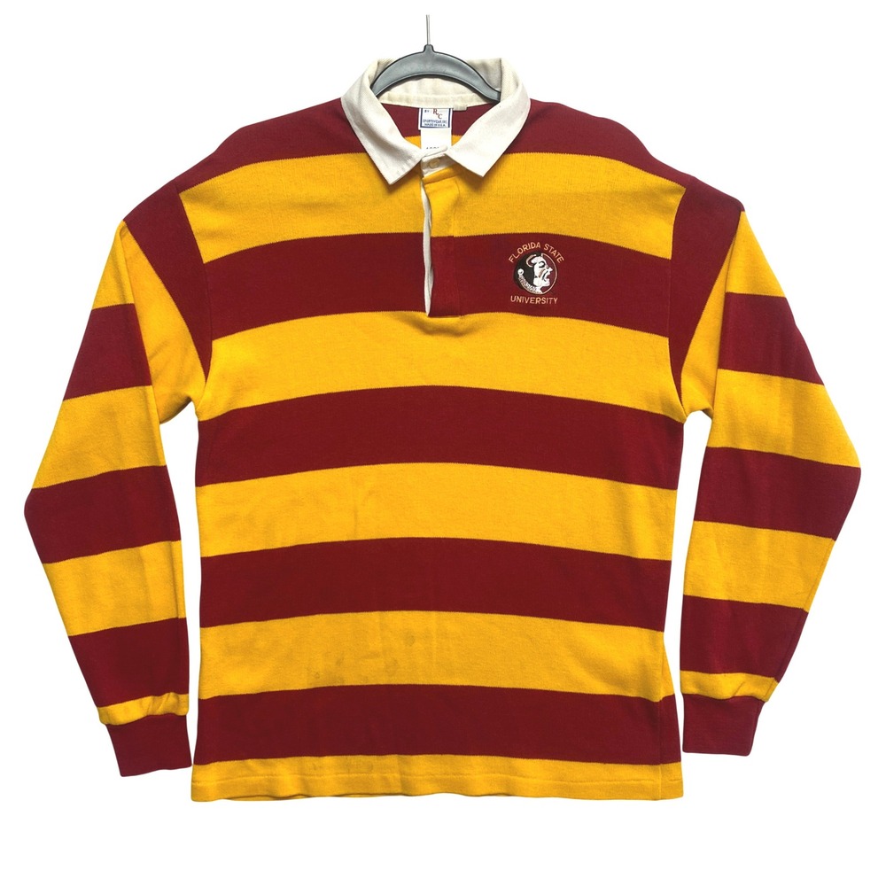 Florida State University FSU Rugby Shirt Large Maroon Gold Made In USA Pullover